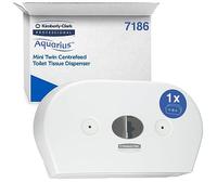 Aquarius Portarrollos blanco de pared para baño dispensación central Twin Mini 7186 - 1 x blanco, Dispensador de papel higiénico