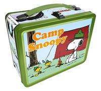 AQUARIUS Snoopy Beagle Scouts Fun Box - Caja de almacenamiento de lata resistente con mango de plástico y cubierta frontal en relieve - Producto oficial de PeanutsMerchandise y regalo coleccionable