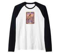 Aquarius Zodiac Sign Tarot Card | Fairy Tale Fantasy Art Camiseta Manga Raglan