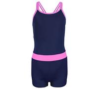 Aquarti Bañador de Baño con Pantalones Una Pieza Niñas, Azul Oscuro/Rosa, 128