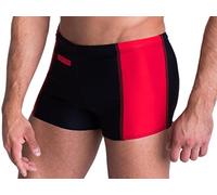 Aquarti Bañador de Hombre Tipo Boxer con Bolsillo, Negro/Rojo, 8XL