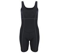 Aquarti Bañador de Natación para Mujer con Pierna Culotte, Negro/Costuras Grafito, 38