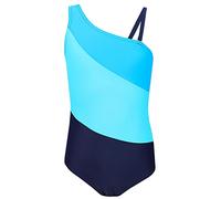 Aquarti Bañador Niña - Bañador Natación Niña con Tirantes Ajustables, Resistente al Cloro, 032C Azul Oscuro/Azul/Turquesa, 134