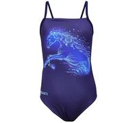 Aquarti Bañador Niña - Bañador Natación Niña con Tirantes Ajustables, Resistente al Cloro, Caballo/Azul Oscuro, 164