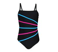 Aquarti Bañador Niña - Bañador Natación Niña con Tirantes Ajustables, Resistente al Cloro, Negro/Amaranto/Azul Turquesa, 158