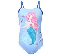 Aquarti Bañador Niña - Bañador Natación Niña con Tirantes Ajustables, Resistente al Cloro, Sirena en el Agua Azul/Rosa/Turquesa, 122