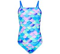 Aquarti Bañador Niña - Bañador Natación Niña con Tirantes Ajustables, Resistente al Cloro, Sirena/Morado/Azul/Rosa, 122