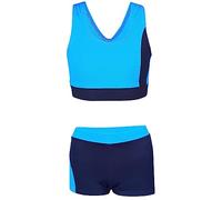 Aquarti Bañador Niña - Bañador Natación Niña Dos Piezas con Espalda Nadadora y Short, Azul Oscuro/Turquesa, 140