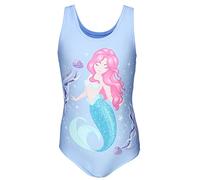 Aquarti Bañador Niña con Estampado y Espalda Nadadora, Sirena en el Agua Azul/Rosa/Turquesa, 140