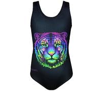 Aquarti Bañador Niña con Estampado y Espalda Nadadora, Tigre de Colores/Negro, 164