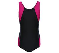 Aquarti Bañador Niña Una Pieza - Bañador Natación Niña con Espalda Nadadora, Resistente al Cloro, Negro/Grafito/Amaranto, 158