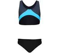 Aquarti Bikini Deportivo para Niña Bañador Completo Dos Piezas, Negro/Grafito/Azul, 134