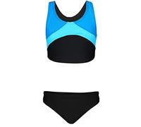 Aquarti Bikini Deportivo para Niña Bañador Completo Dos Piezas, Negro/Turquesa/Azul Cielo, 158