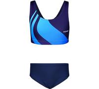 Aquarti Bikini Deportivo para Niña Bañador Completo Dos Piezas, Olas Azul Azul Oscuro, 146