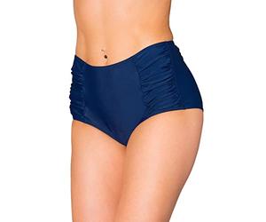 Aquarti Bragas de Bikini Mujer Talle Alto con Fruncidos - Braga Mujer Clásica de Baño, Azul Oscuro, 44