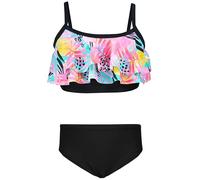 Aquarti Conjunto de Bikini para Niñas Bustier Bikini Breve Traje de Baño de Dos Piezas, 030I con Volantes/Hojas/Rosa/Amarillo/Negro, 152