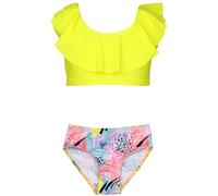 Aquarti Conjunto de Bikini para Niñas Bustier Bikini Breve Traje de Baño de Dos Piezas, 037 Bikinis con Volantes Rose Yellow Leaves, 128