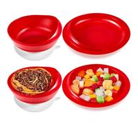 AQUASHIELDING Juego de Platos y Cuencos a Prueba de derrames, Plato antiderrames con Borde Labial, Platos para Adultos discapacitados de Parkinson (2 Juegos)