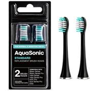 AquaSonic Cabezales de cepillo de repuesto estándar genuinos | Aceptado por ADA | para dientes normales y sensibles | Compatible con muchos mangos de cepillo de dientes AquaSonic (paquete de 2, negro)