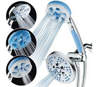 Aquassage 5 en 1 AquaCare Cabezal de ducha de alta presión de 76 modos, combinado, ducha de mano, cepillo corporal y cepillo de pelo en uno con dos soportes, manguera de acero inoxidable extra
