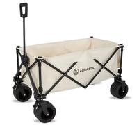 AQUASTIC Carro de Transporte con Ruedas con Ruedas de PVC Resistente, Ideal para jardín y Playa, con Respaldo Ajustable, Color Verde Oliva (Beige)