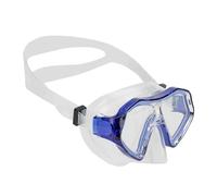 AQUASTIC Máscara de Buceo Shelly JR en Azul Oscuro Gafas de Buceo para niños con Doble Ventana de Vidrio Templado Correa de Silicona Duradera y Delantal Seguridad y protección