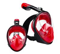 AQUASTIC Máscara de Cara Completa para esnórquel, Amplio Campo de visión, Tubo de Silicona de Vidrio Templado con tecnología Dry Top hermética Diseño Rojo Tamaño L-XL SMA-01SC