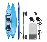 AQUASTIC Monroy 14'0" - Kayak Hinchable y Sup Hybrid Drop-Stitch, 2 cámaras en V, Estable, Capacidad de Carga de hasta 250 kg, Equipamiento: 2 Asientos, Paleta, Bomba, lastre, Mochila