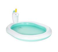AQUASTIC Piscina Infantil Hinchable Unicornio con Efecto de Fuente Piscinas Blanco para Bebé con Capacidad de 88 litros Piscina para Niños de Vinilo Versátil y Seca para Pelotas 180x135x19 cm