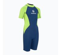 AQUASTIC Wavey JRG Traje de Neopreno de 2 mm para niños, de Manga Corta, con Cremallera Trasera, Aislamiento térmico, para natación, Sup y Snorkel, para niños y niñas, Azul Marino