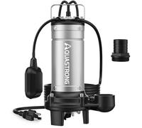 Aquastrong - Bomba trituradora de aguas residuales de 1 HP, acero inoxidable, interruptor flotante automático de 115 V 3962 GPH, bomba de efluente sumergible para lavabo de sumidero, aguas