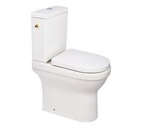 aquaSu® 04873 6 - Inodoro con cisterna y asiento de inodoro (7,5 cm, sin bordes, con descarga de 2 cantidades), color blanco
