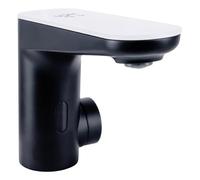 aquaSu® 799522 Cion - Grifo de lavabo con sensor (indicador de temperatura, grifo sin contacto, válvula desplegable, fijación estándar, núcleo de latón, color negro mate)