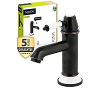 aquaSu® Rina 795784 - Grifo para lavabo (boquilla mezcladora de ahorro de agua, colocación de agua fría de ahorro de costes, cartucho de cerámica, grifo de lavabo con válvula desplegable tipo 1 1/4",