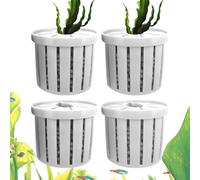 Aquatic Plant Pot - 4 Pieces Hydroponic Fish Tank Planter | Small Stable Planting Basket | Aquarium Plant Basket For Desk Decorations Wall Window Pond Garden Corner Shelf