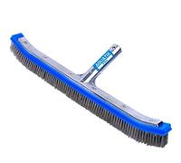 Aquatix Pro, Cepillo de piscina resistente, cerdas de acero inoxidable, limpia paredes, suelos, azulejos y escalones, parte trasera de aluminio reforzado, extremos curvos para esquinas, clip EZ, 45 cm