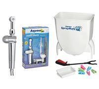 Aquaus - Pulverizador de pañales de tela premium de 360° pendiente de patente con controles de presión del pulgar en el pulverizador. El control de presión EZ hace que enjuagar pañales de tela sea