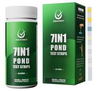 AQUAVERITY 7 en 1: Tiras reactivas para estanques Kit preciso para medir pH, nitratos, nitrito, carbonatos, dureza y cloro total y libre. Accesorios fáciles de usar para estanques de jardín. 50 tiras.