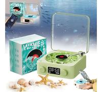 Aquavinyl Waves Mini Speaker, Aqua Vinyl Speaker, Waves Vintage Vinyl Record Player, 3 Colors Available, 4 Modes With Adjustable Ambient Lighting (Green)