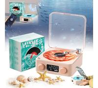 Aquavinyl Waves Mini Speaker, Aqua Vinyl Speaker, Waves Vintage Vinyl Record Player, 3 Colors Available, 4 Modes With Adjustable Ambient Lighting (Pink)