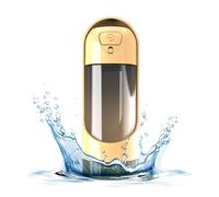 Aquawalk Pet Botella de Agua para Perro [300ml], Sistema Anti Fugas, Bebedero portátil para Mascotas, Ideal para Viajes y Paseo al Aire Libre, Sin BPA, Manejable con un Solo Botón, Amarillo
