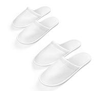 AQUEENLY Pantuflas de spa, 24 pares de pantuflas desechables de terciopelo de algodón con punta cerrada, para hombres y mujeres, para hoteles, hogares, invitados, color blanco, antideslizantes