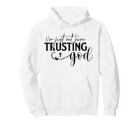 aquí confiando en Dios Cristianos Hombres y Mujeres Agradecidos Agradecidos Sudadera con Capucha