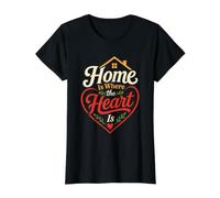 Aquí Es Donde Está El Corazón | Pertenencia Familiar Camiseta gráfica económica, Mujer, Negro, L