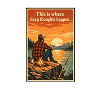 Aquí Es Donde Surgen Los Pensamientos Profundos. Letrero De Lata Divertido Cartel De Metal Impermeable Letreros De Estaño para Salón Cocina Pared 20X30Cm