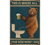 Aquí Es Donde Va Todo Tu Dinero para La Cerveza Letrero De Lata Resistente Y Duradera Cartel De Metal Divertido Letreros De Estaño para Garaje Clube Jardín 20X30Cm