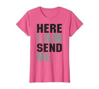Aquí Estoy Envíame Isaías 6 8 Cristo Fe Amor por la Religión Camiseta, Mujer, Rosa Jaspeado, XXL