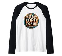 Aquí Estoy YO SEÑOR Envíame Isaías 6:8 Camiseta Manga Raglan
