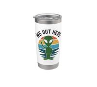 Aquí Fuera Divertido Extraterrestre Secuestro OVNI Los Extraterrestres Son Humor Real Vaso térmico de acero inoxidable de doble pared