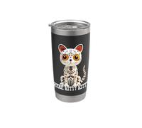 Aquí gatito gatito decoración de Halloween gato fácil disfraz día muerto Vaso térmico de acero inoxidable de doble pared